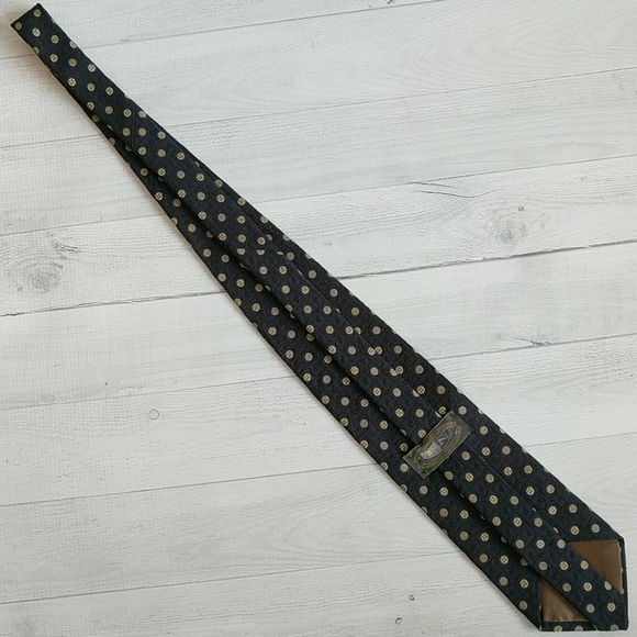 F.N. Tie Textured Navy & Tan/Gold Polkadot GUC - Picture 5 of 6